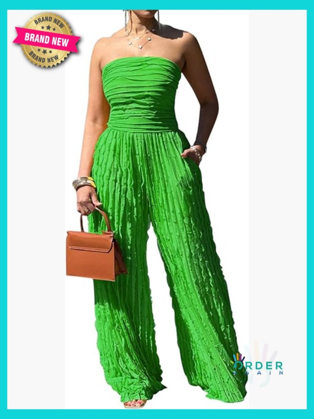 Sexy Strapless Tube Backless Jumpsuit See Through V Neck Wide Leg Long Pants